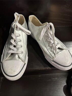 Airwalk Silver Low-Top Lace-Up Sneakers